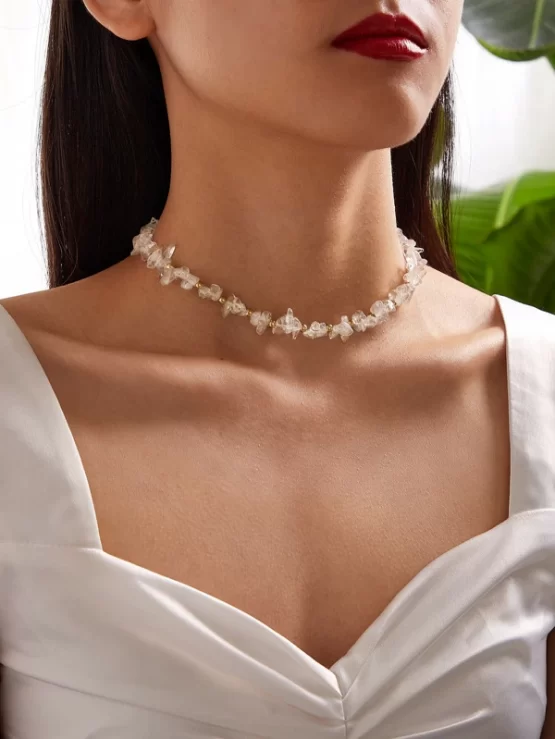 1 piece Transparent Stone Decor Necklace
