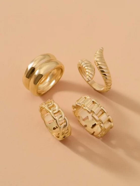 Four pieces Gold Chain Design Ring - Image 2