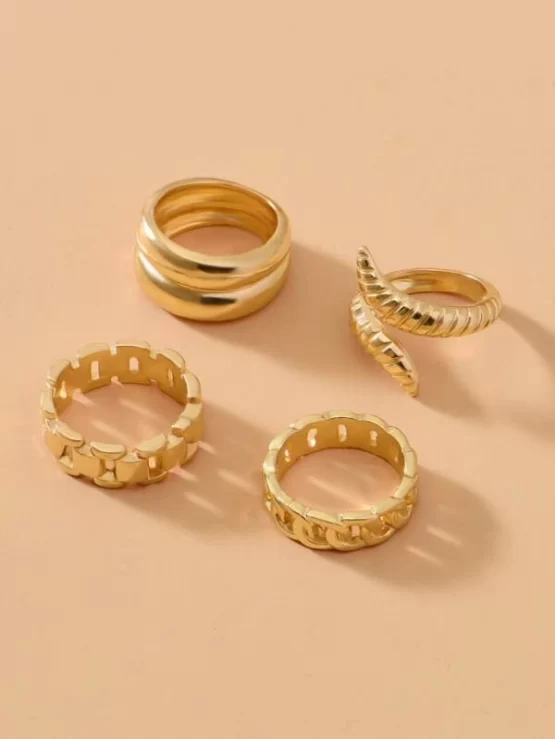 Four pieces Gold Chain Design Ring - Image 3