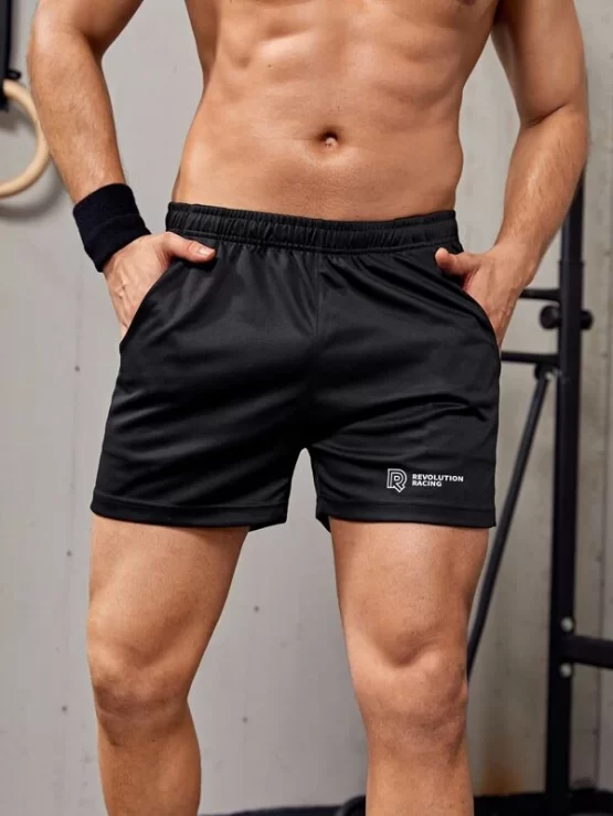 Men Letter Graphic Sports Shorts - Image 3