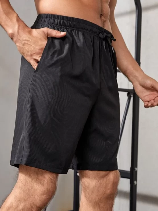 Men Slant Pocket Drawstring Waist Sports Shorts - Image 3