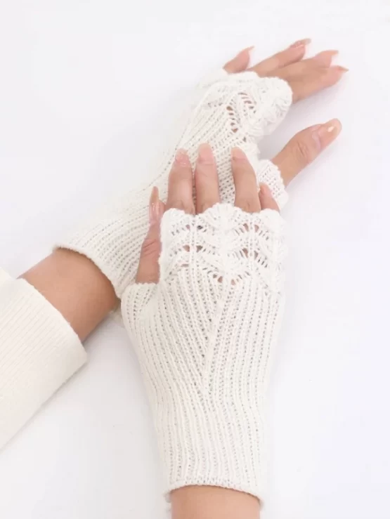 Plain Knitted Fingerless Standard Gloves