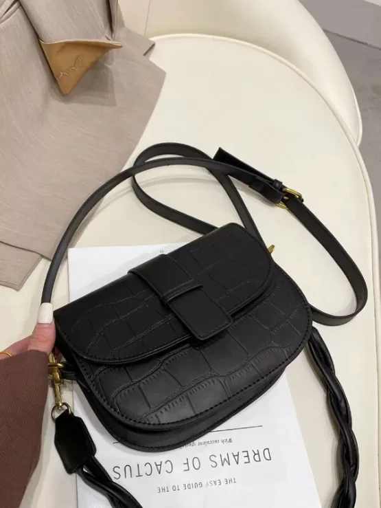 Fantastic  Croc Embossed Saddle Bag - Image 3