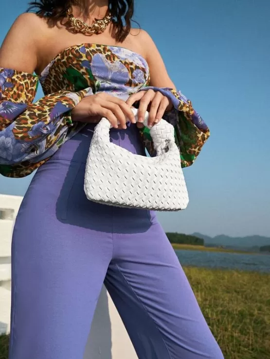 Knot Decor Braided Design Satchel Bag