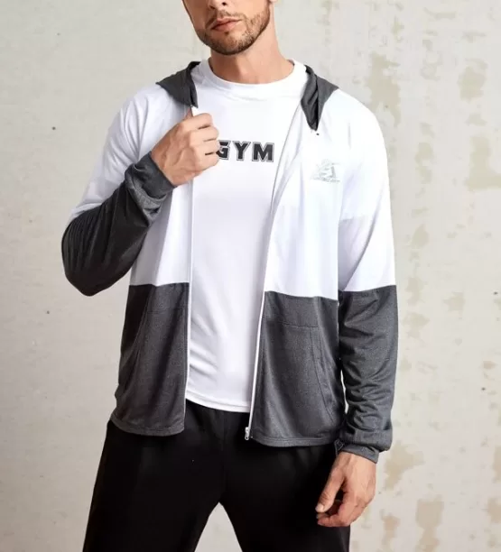 Men Color Block Letter Graphic Sports Jacket - Image 3