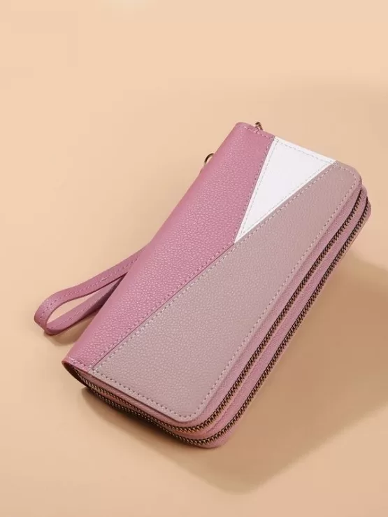 EMERY ROSE Litchi Embossed Colorblock Long Wallet - Image 5