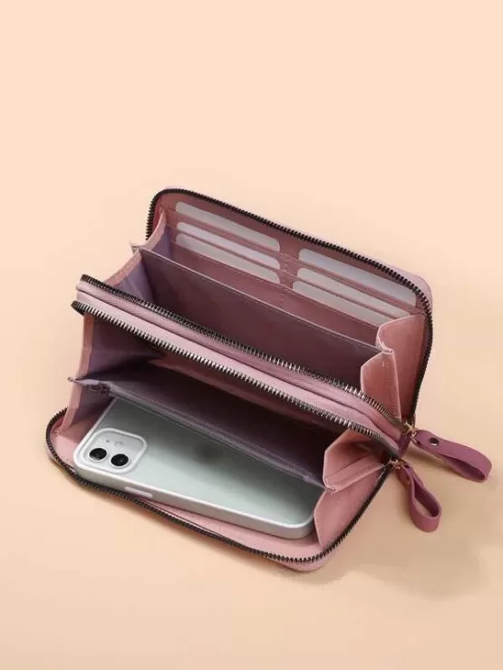 EMERY ROSE Litchi Embossed Colorblock Long Wallet - Image 4