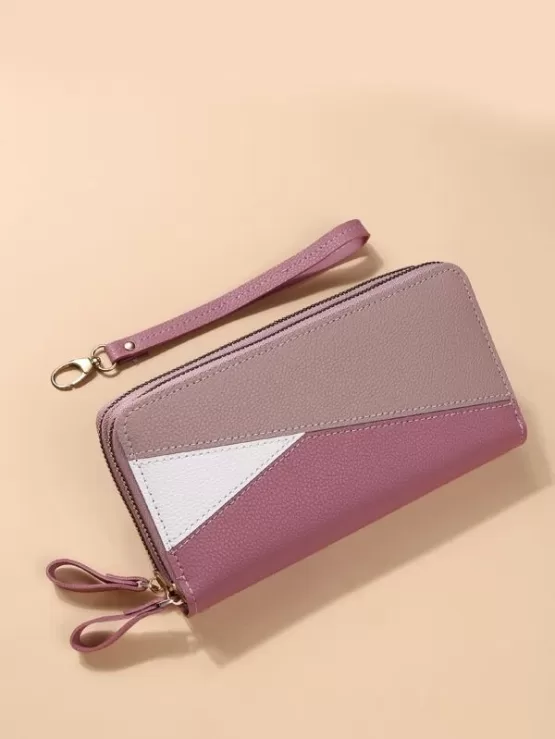 EMERY ROSE Litchi Embossed Colorblock Long Wallet - Image 3