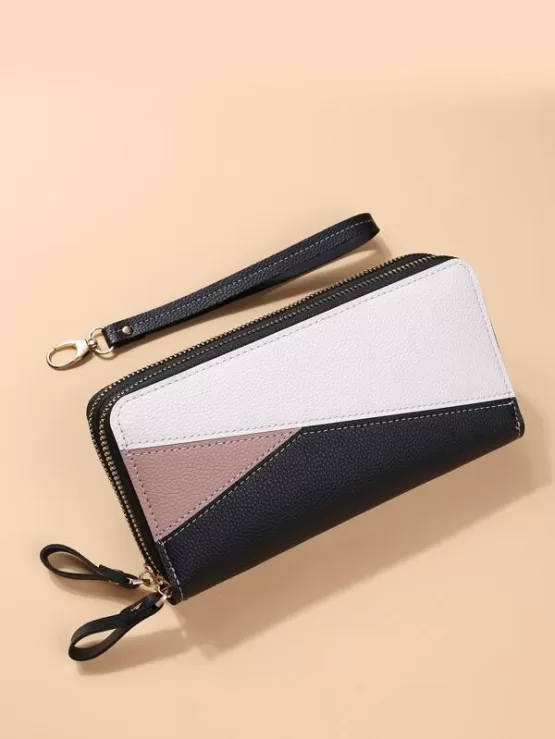 EMERY ROSE Litchi Embossed Colorblock Long Wallet - Image 2