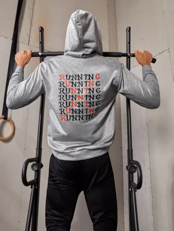 Men Cotton Letter Graphic Sports Hoodie