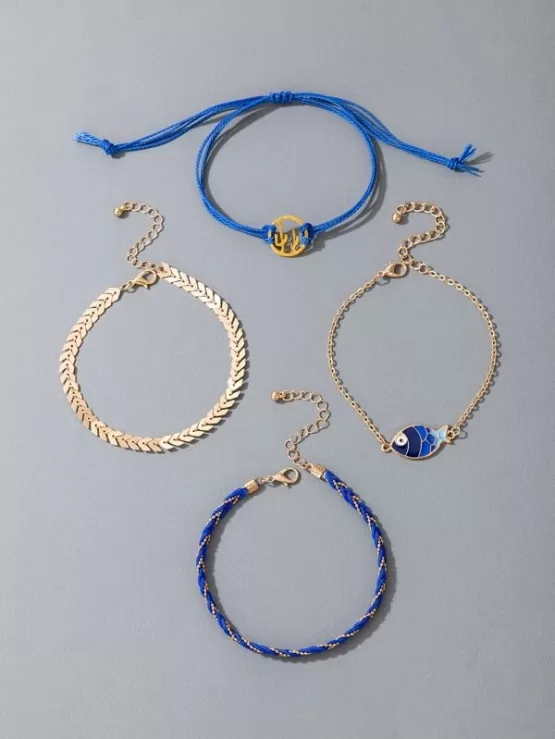 Fantastic  Four pieces Fish Decor Anklet - Image 2