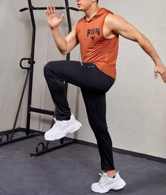 Men Letter Graphic Hooded Sleeveless Sports Tee - Image 3
