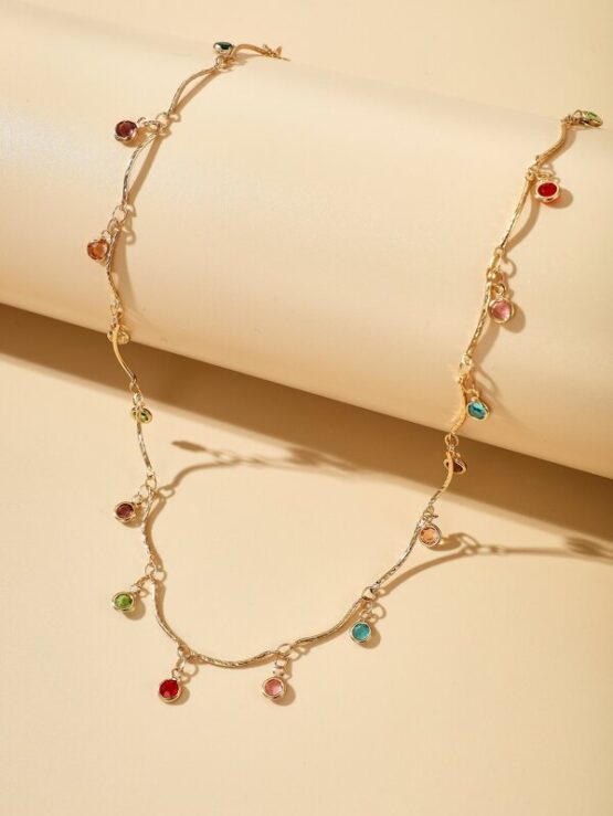 Colorful Rhinestone Decor Necklace - Image 2