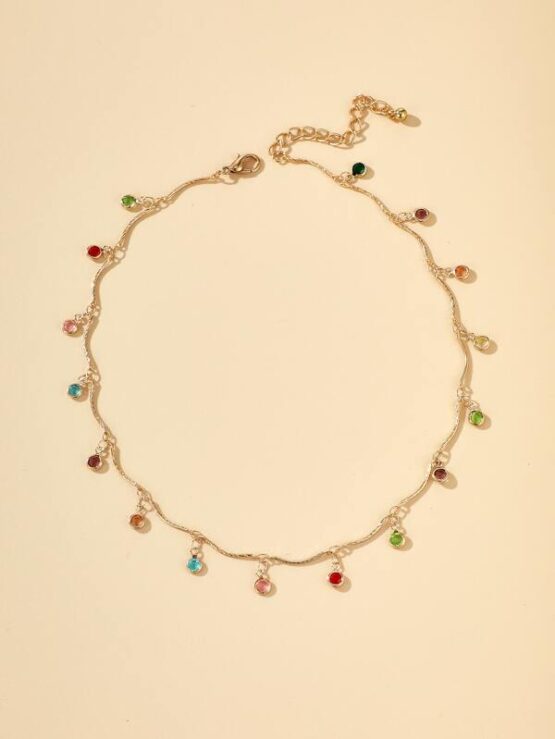 Colorful Rhinestone Decor Necklace - Image 3
