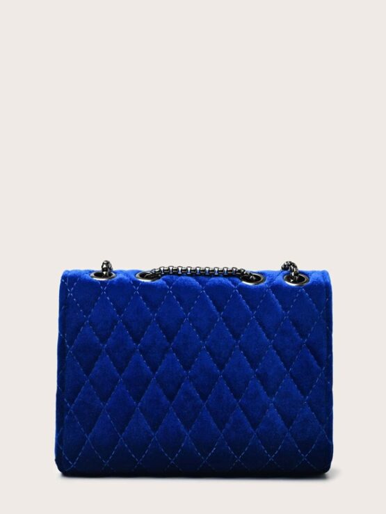 Quilted Velvet Chain Shoulder Bag - Image 5