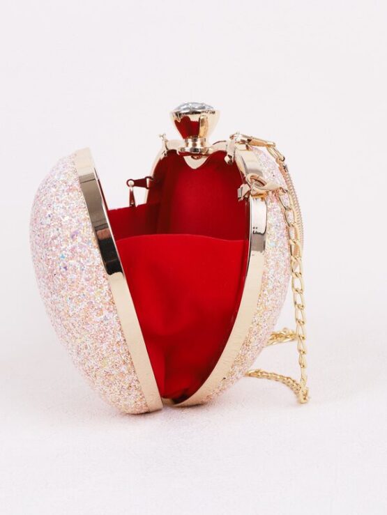 Allover Glitter Decor Heart Design Clutch Bag - Image 5