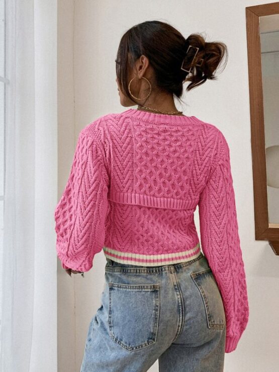 Fantastic Stripe Cable Knit 2 In 1 Sweater - Image 2