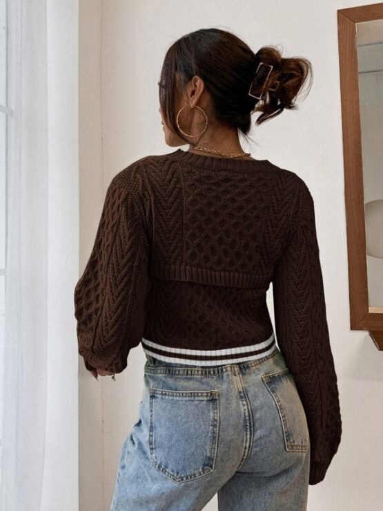 Fantastic Stripe Cable Knit 2 In 1 Sweater - Image 14
