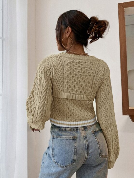 Fantastic Stripe Cable Knit 2 In 1 Sweater - Image 10