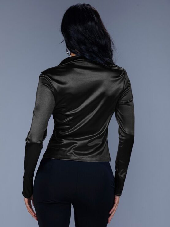 Button Front Ruched Satin Blouse - Image 9