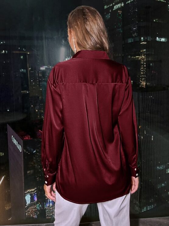 Fantastic  Satin Button Up Blouse - Image 6