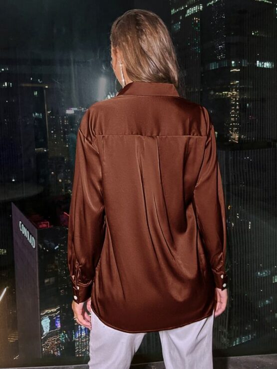Fantastic  Satin Button Up Blouse - Image 8