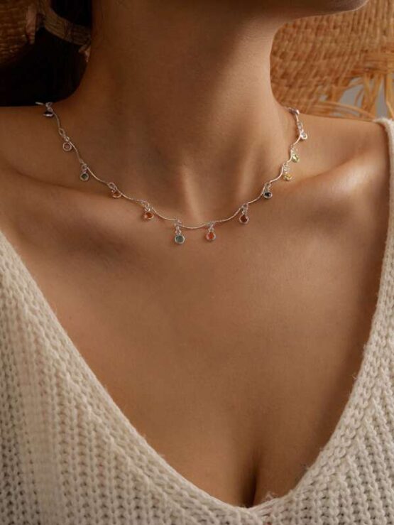 Colorful Rhinestone Decor Necklace - Image 7