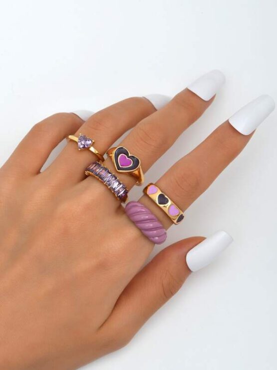 Fantastic  5pcs Rhinestone Decor Ring