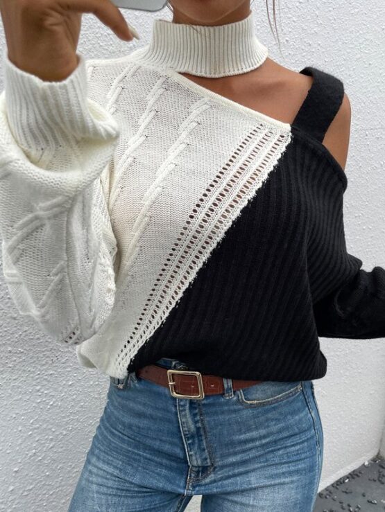 Fantastic  Cut Out Two Tone Sweater - Image 4