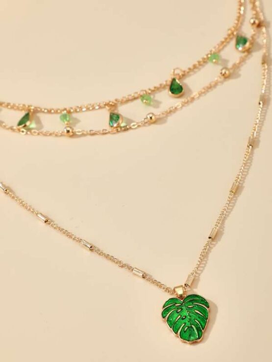 Water Drop Tassel Layered Necklace - Image 2