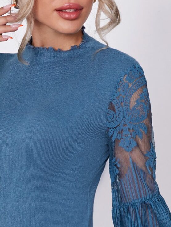 Bishop Sleeve Lettuce Trim Sweater - Image 2