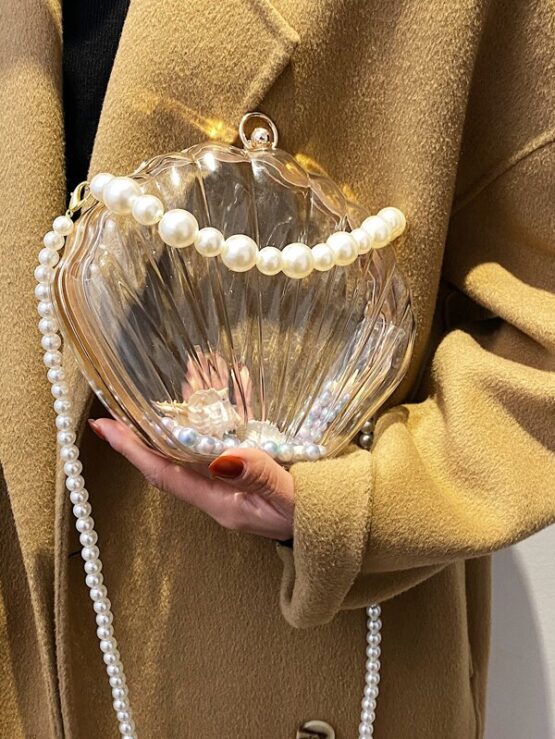 Clear Faux Pearl Decor Dome Bag - Image 2