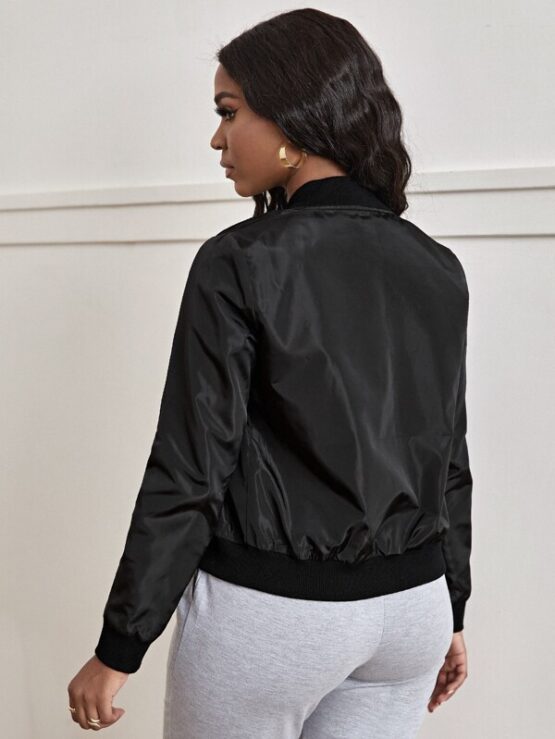 Fantastic  Zip Up Black Bomber Jacket - Image 3