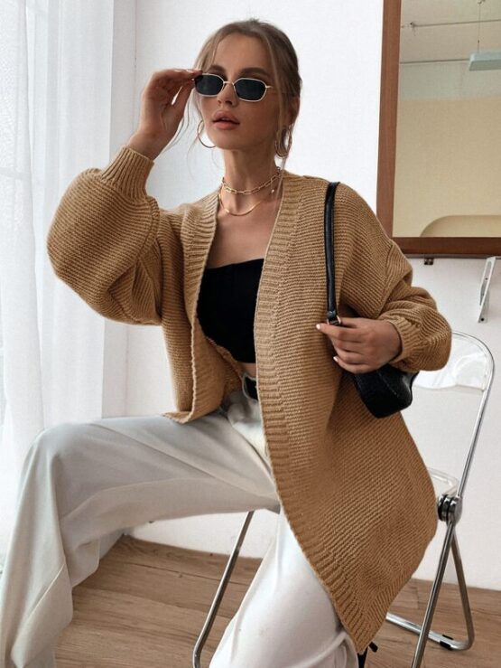 Drop Shoulder Open Front Cardigan - Image 5