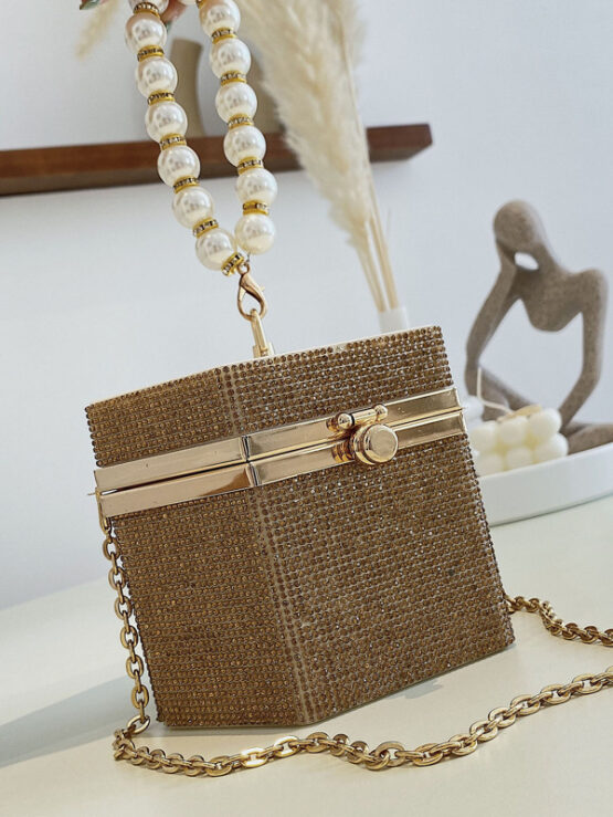 Faux Pearl Decor Chain Satchel Bag - Image 2