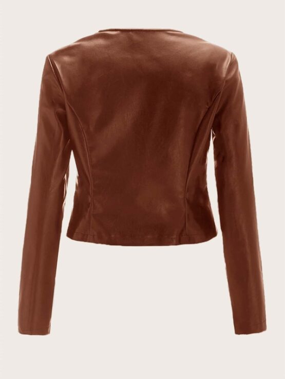 Fantastic Zip Detail PU Leather Jacket - Image 8