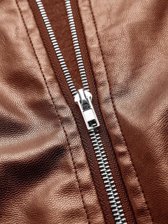 Fantastic Zip Detail PU Leather Jacket - Image 9