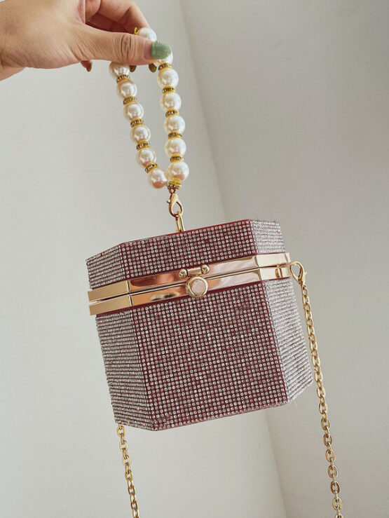 Faux Pearl Decor Chain Satchel Bag - Image 6