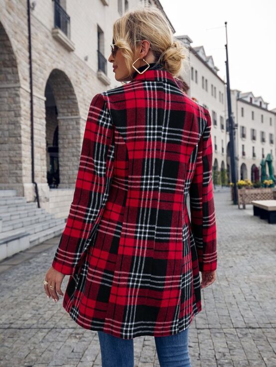 Plaid Double Breasted Overcoat - Image 3