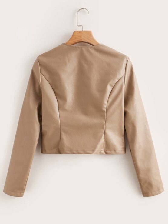 Fantastic Zip Detail PU Leather Jacket - Image 5