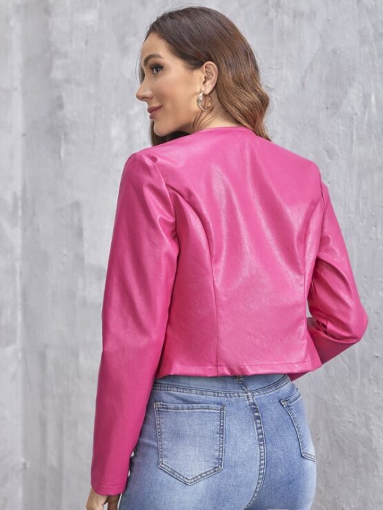 Fantastic Zip Detail PU Leather Jacket - Image 2
