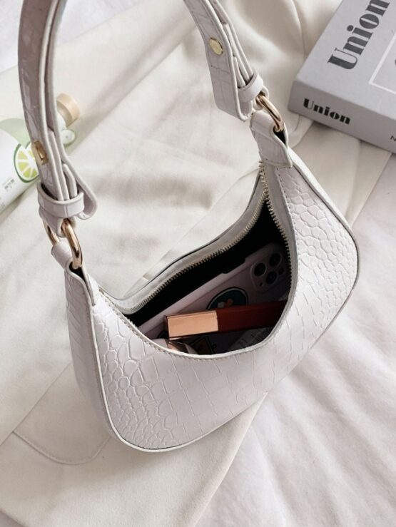 Croc Embossed Baguette Bag - Image 5