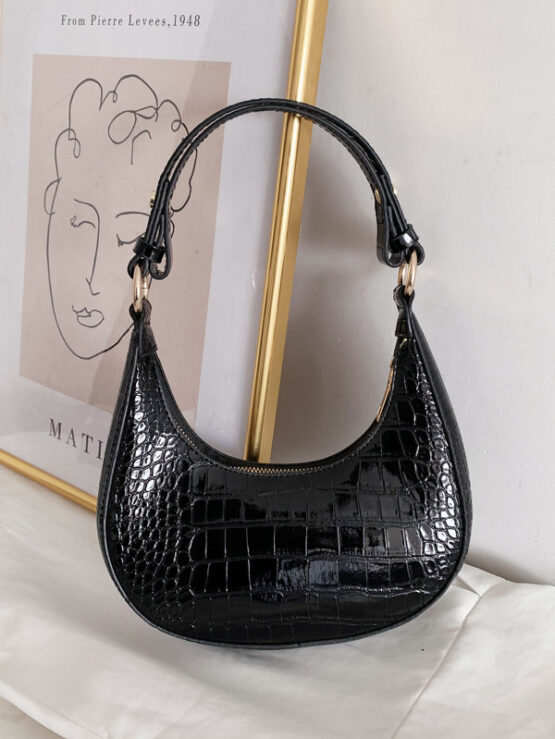Croc Embossed Baguette Bag - Image 3