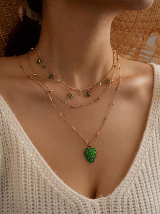 Water Drop Tassel Layered Necklace - Image 4