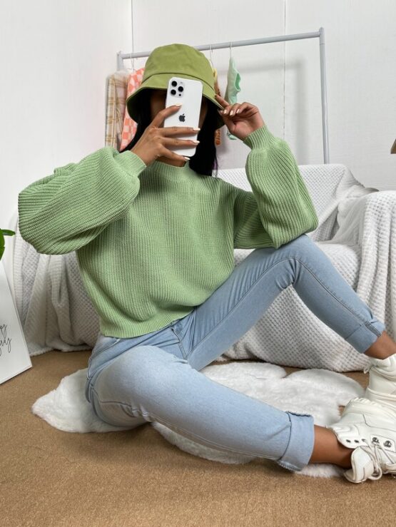 Solid Drop Shoulder Knitted Sweater - Image 4