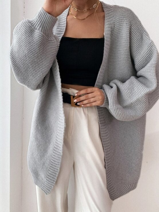 Drop Shoulder Open Front Cardigan