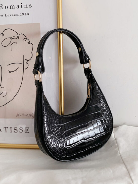 Croc Embossed Baguette Bag - Image 4
