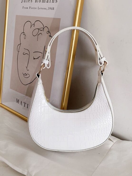 Croc Embossed Baguette Bag - Image 7