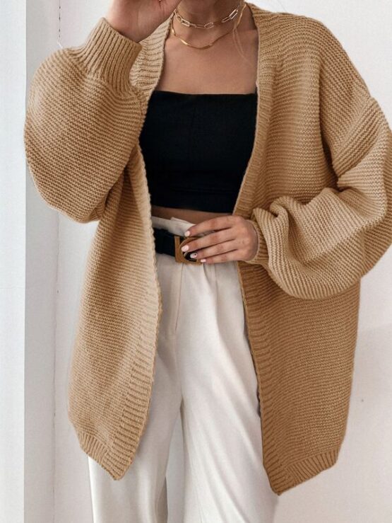 Drop Shoulder Open Front Cardigan - Image 7