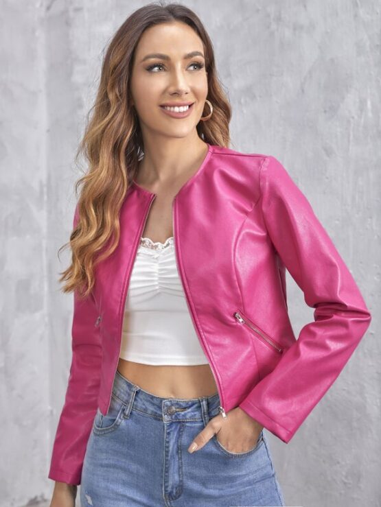 Fantastic Zip Detail PU Leather Jacket
